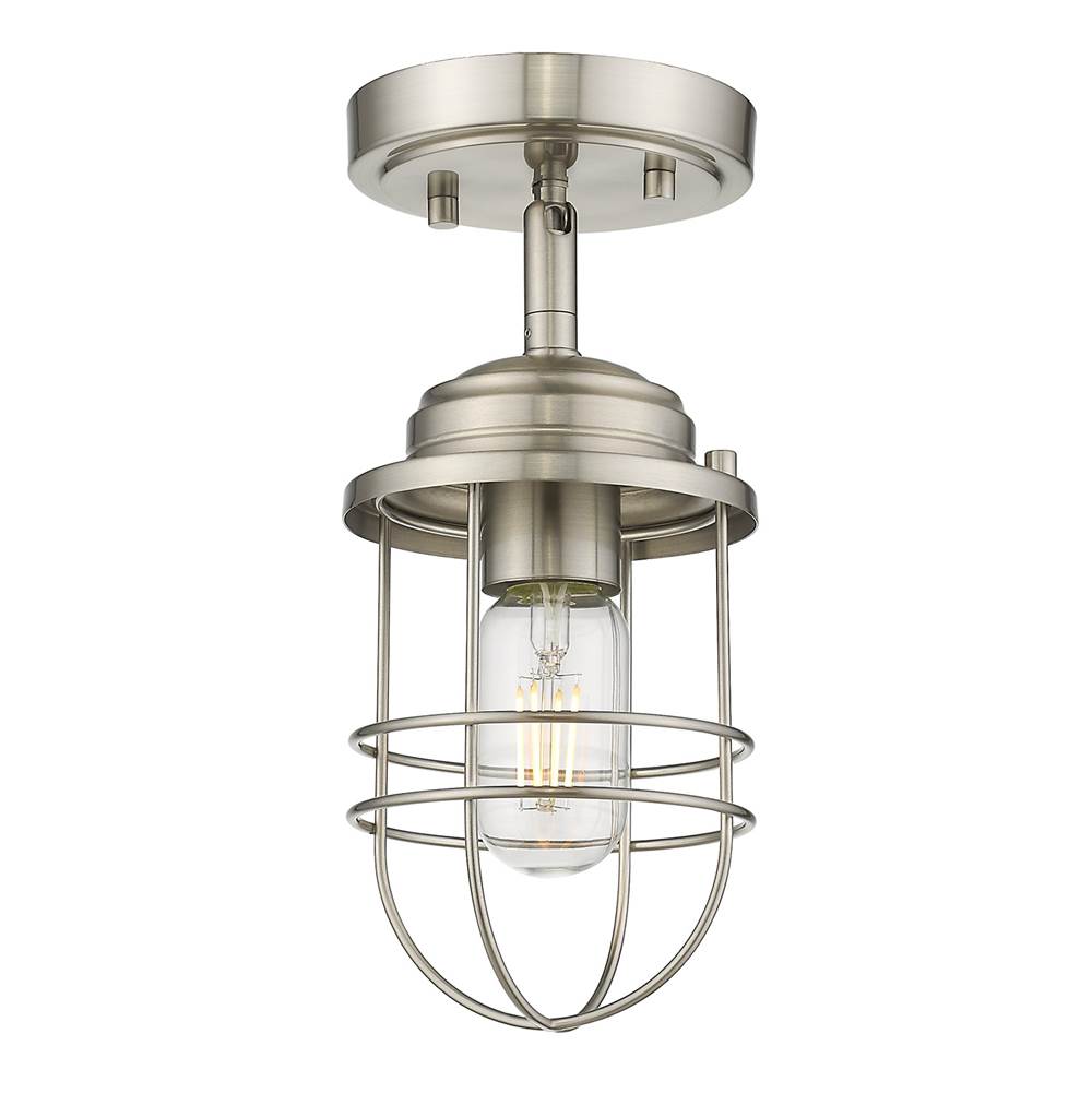 Golden Lighting 9808-SF PW Pewter Golden Lighting Seaport 1-light Semi-flush Mount In Pewter Image 1