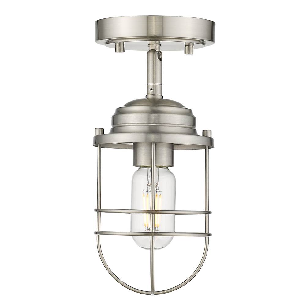 Golden Lighting Seaport Golden Lighting Seaport 1-light Semi-flush Mount In Brushed Champagne Brass