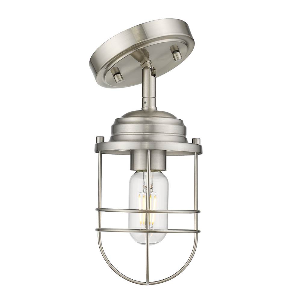 Golden Lighting 9808-SF PW Pewter Golden Lighting Seaport 1-light Semi-flush Mount In Pewter Image 2