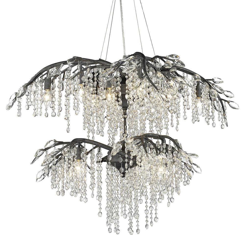 Golden Lighting 9903-18 BI Black Iron Golden Lighting Autumn Twilight 18-light Chandelier In Black Iron Image 1