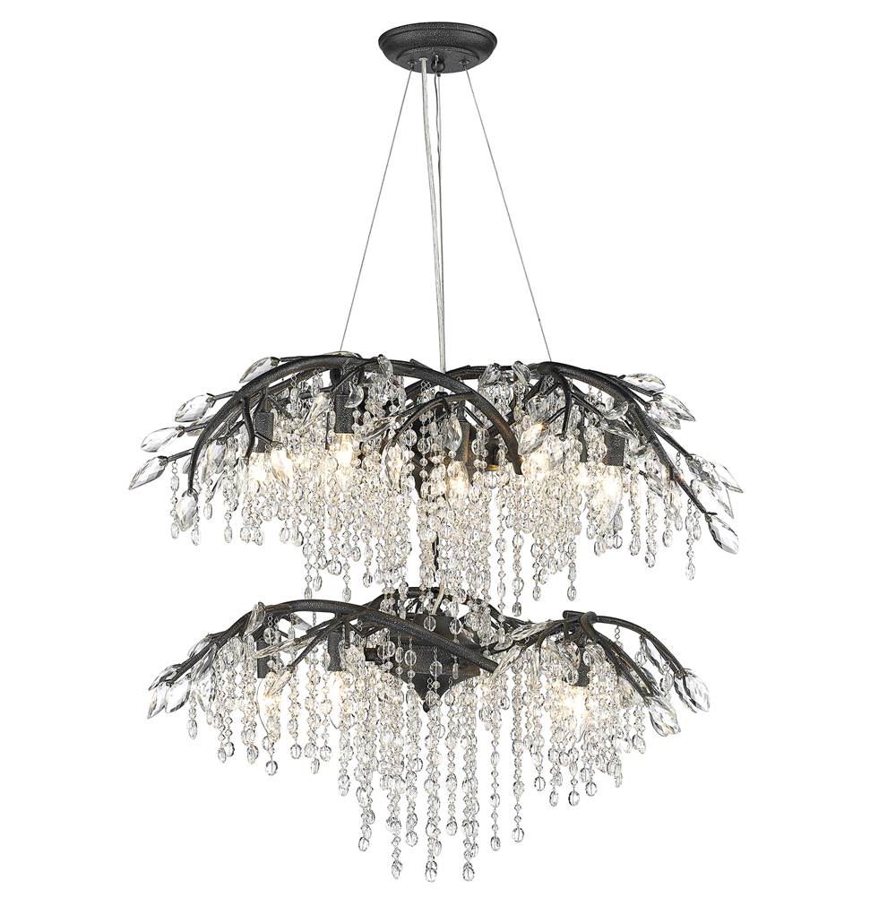 Golden Lighting Autumn Twilight Golden Lighting Autumn Twilight 18-light Chandelier In Black Iron