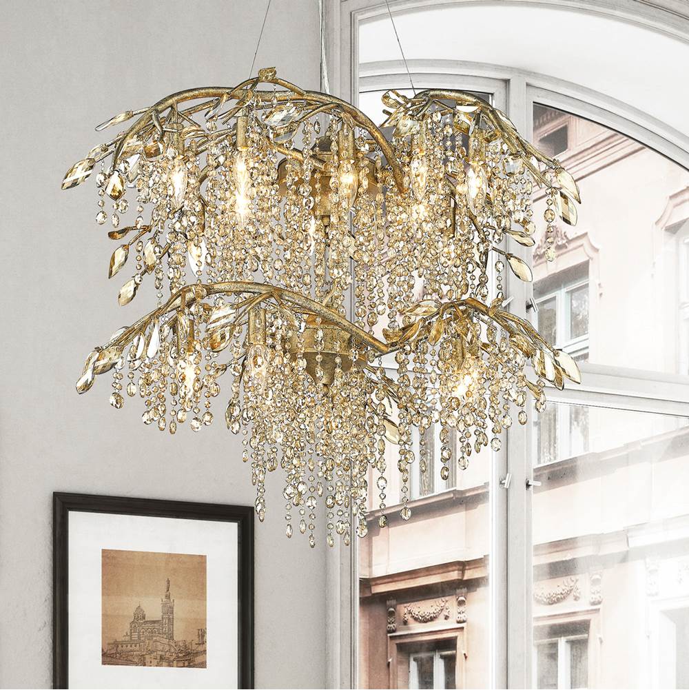 Golden Lighting 9903-18 MG Mystic Gold Golden Lighting Autumn Twilight 18-light Chandelier In Mystic Gold Image 4