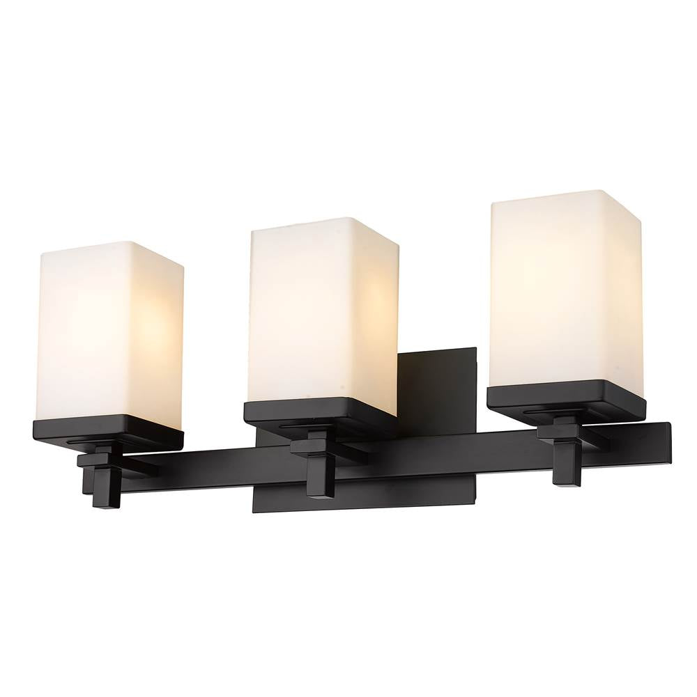 Golden Lighting DDDD-BA3 BLK-OP Matte Black Wry Lighting Maddox 3-light Vanity In Matte Black Image 1