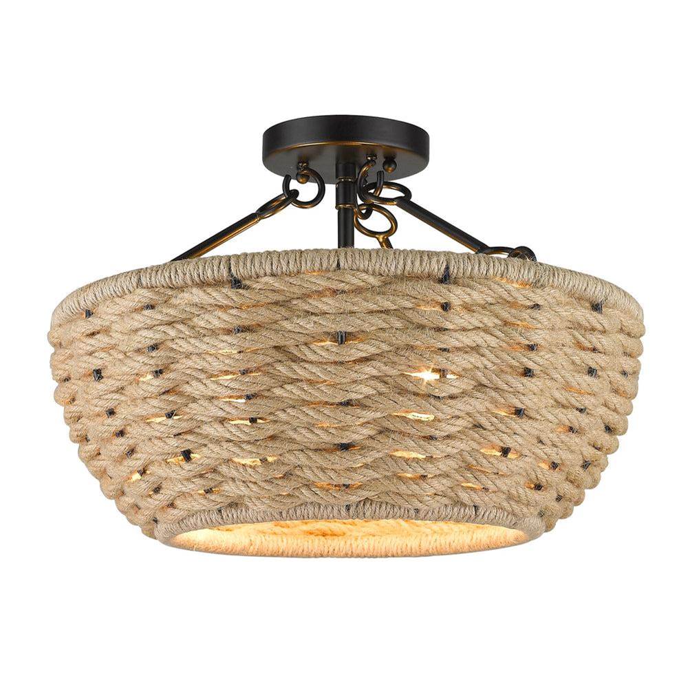 Golden Lighting Hathaway Golden Lighting Hathaway 3-light Semi-flush Mount In Matte Black