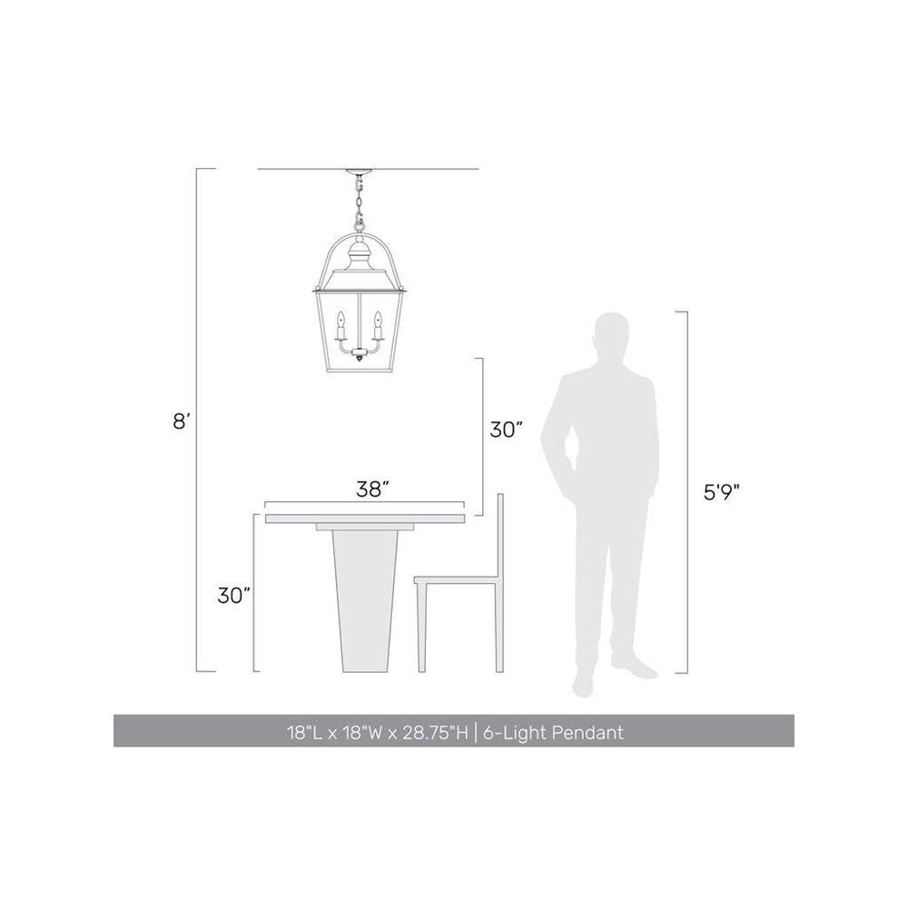 Golden Lighting 0888-6P ABI Antique Black Iron Golden Lighting Christoff 6-light Pendant In Antique Black Iron Image 2