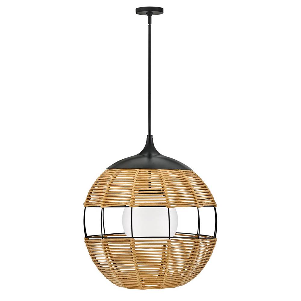 Hinkley Lighting 19675BK-NAT Black Orb Pendant Image 1