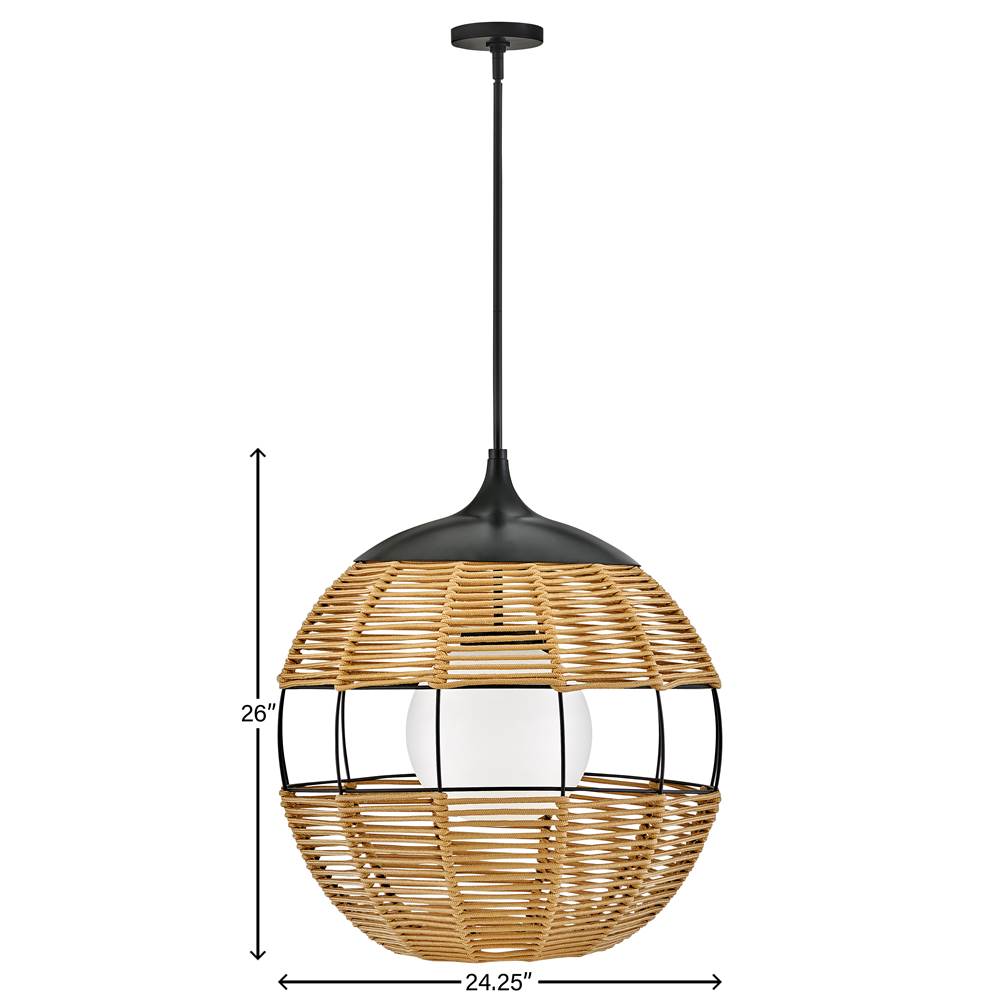 Hinkley Lighting 19675BK-NAT Black Orb Pendant Image 3