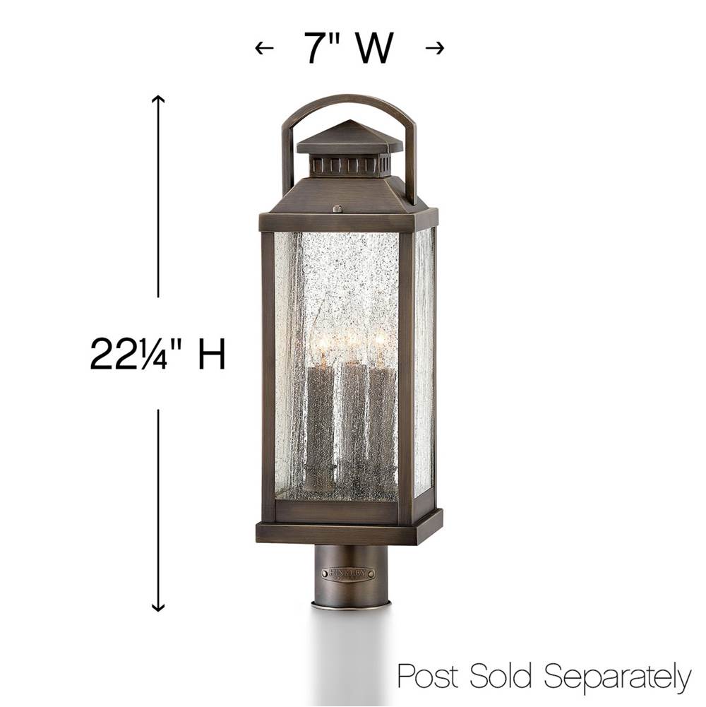 Hinkley Lighting 1181BLB Blackened Brass Medium Post Top Or Pier Mount Lantern Image 2