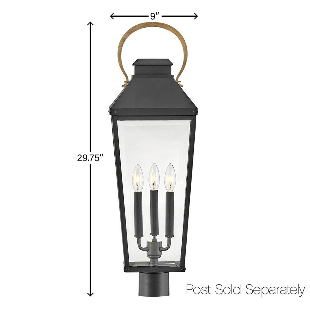 Hinkley Lighting 17501BK Black Large Post Top Or Pier Mount Lantern Image 2