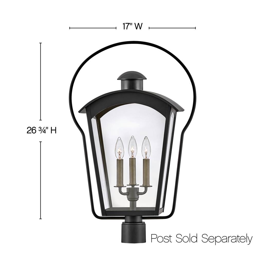 Hinkley Lighting 13301BK Black Large Post Top Or Pier Mount Lantern Image 2