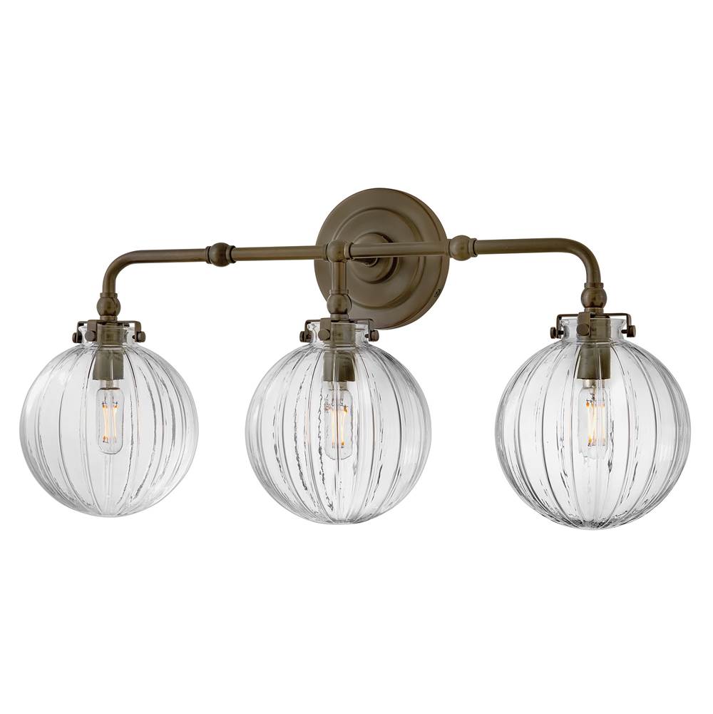 Hinkley Lighting 57413HZ Heritage Bronze Medium Three Light Vanity Image 3