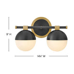 Hinkley Lighting 54562LCB-BK Lacquered Brass Small Two Light Vanity Image 2