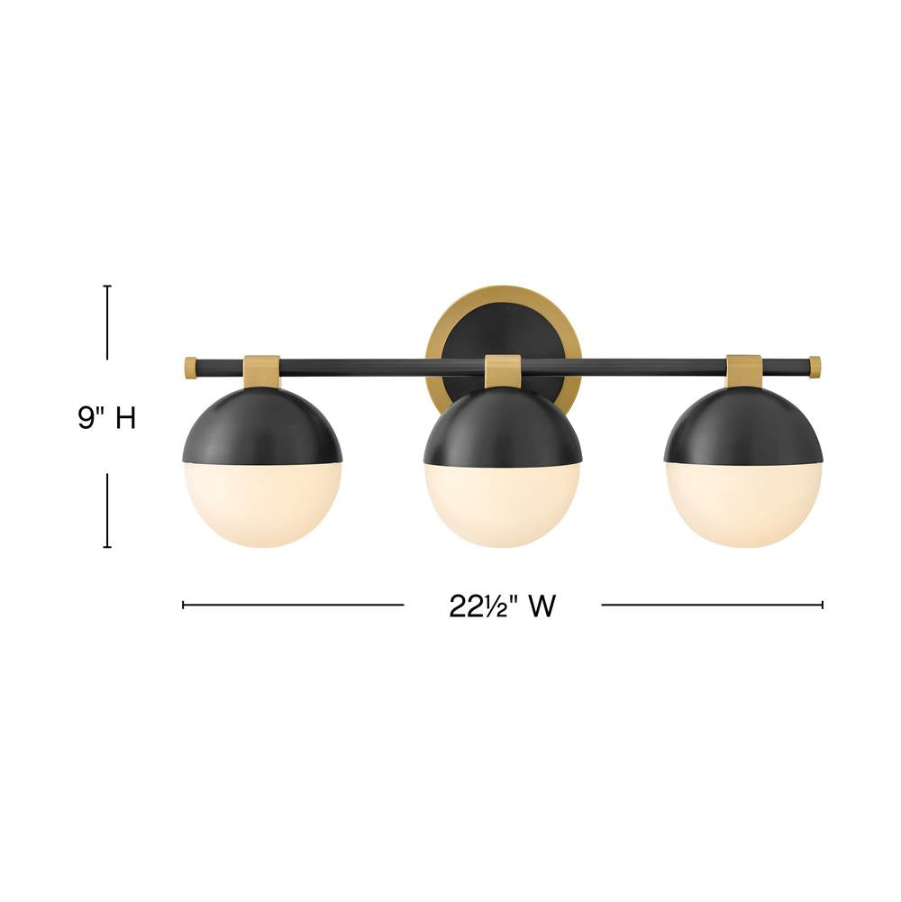 Hinkley Lighting 54563LCB-BK Lacquered Brass Medium Three Light Vanity Image 2
