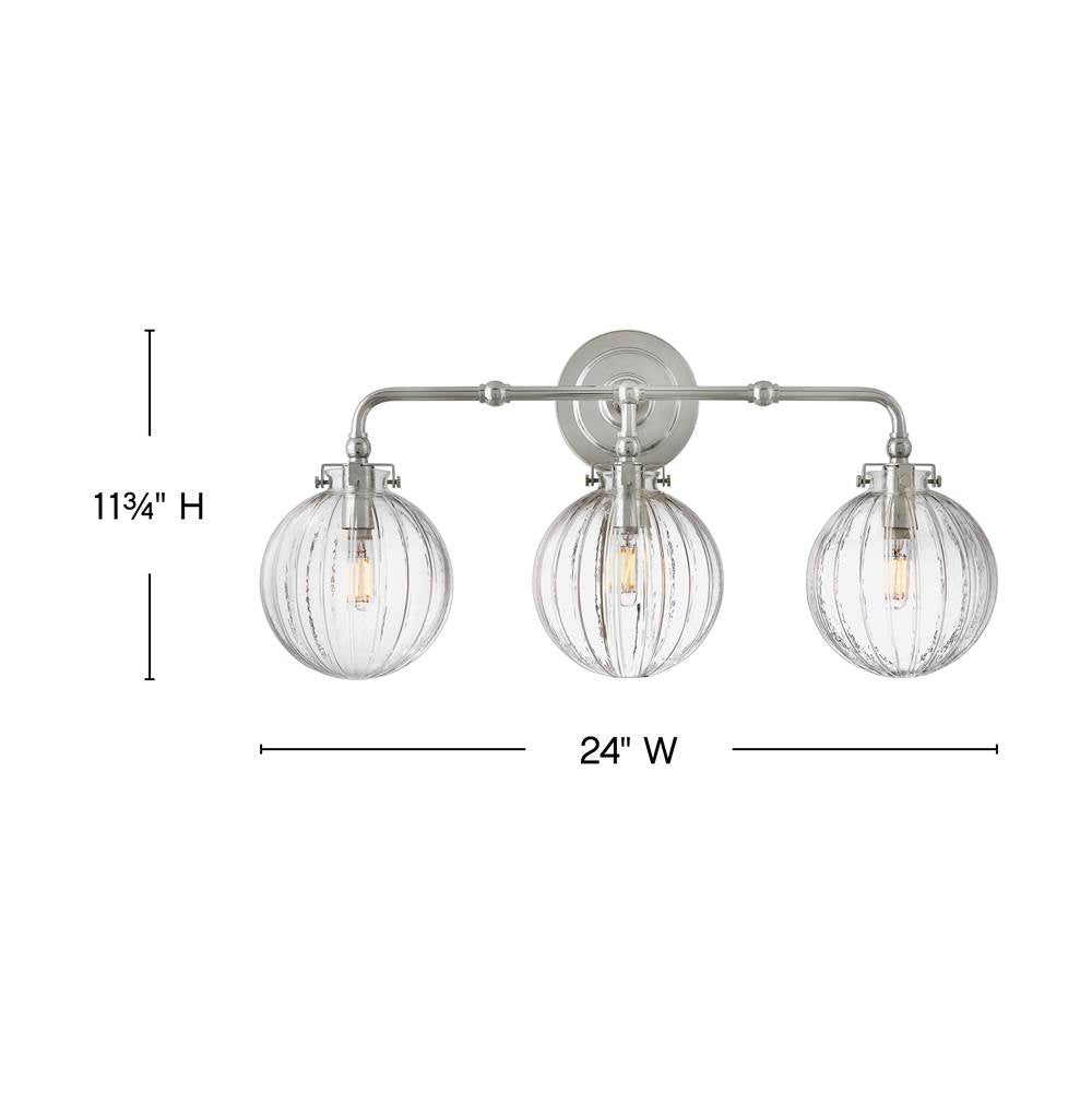 Hinkley Lighting 57413PN Polished Nickel Medium Three Light Vanity Image 2