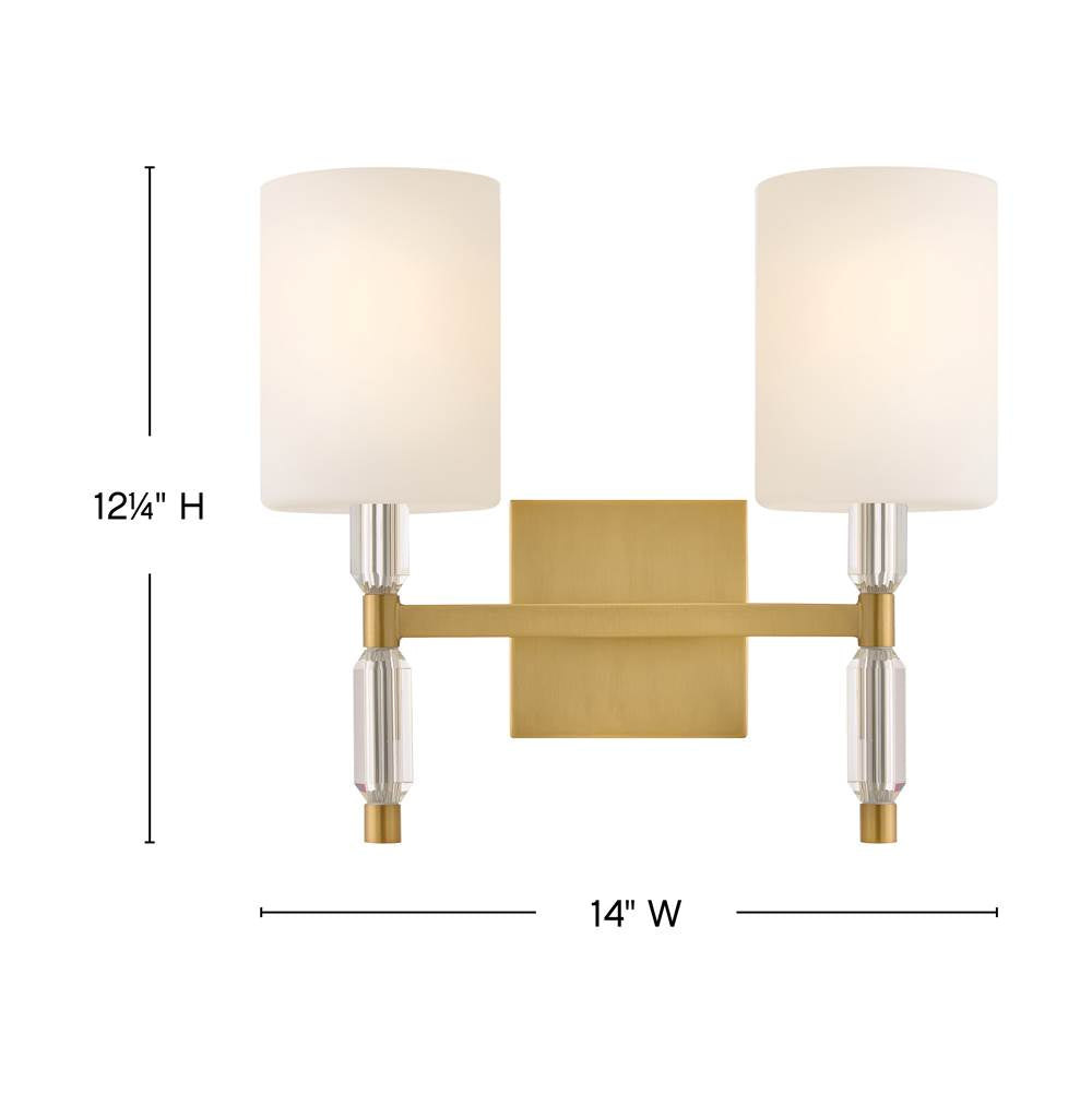 Hinkley Lighting 57612LCB Lacquered Brass Small Two Light Vanity Image 2