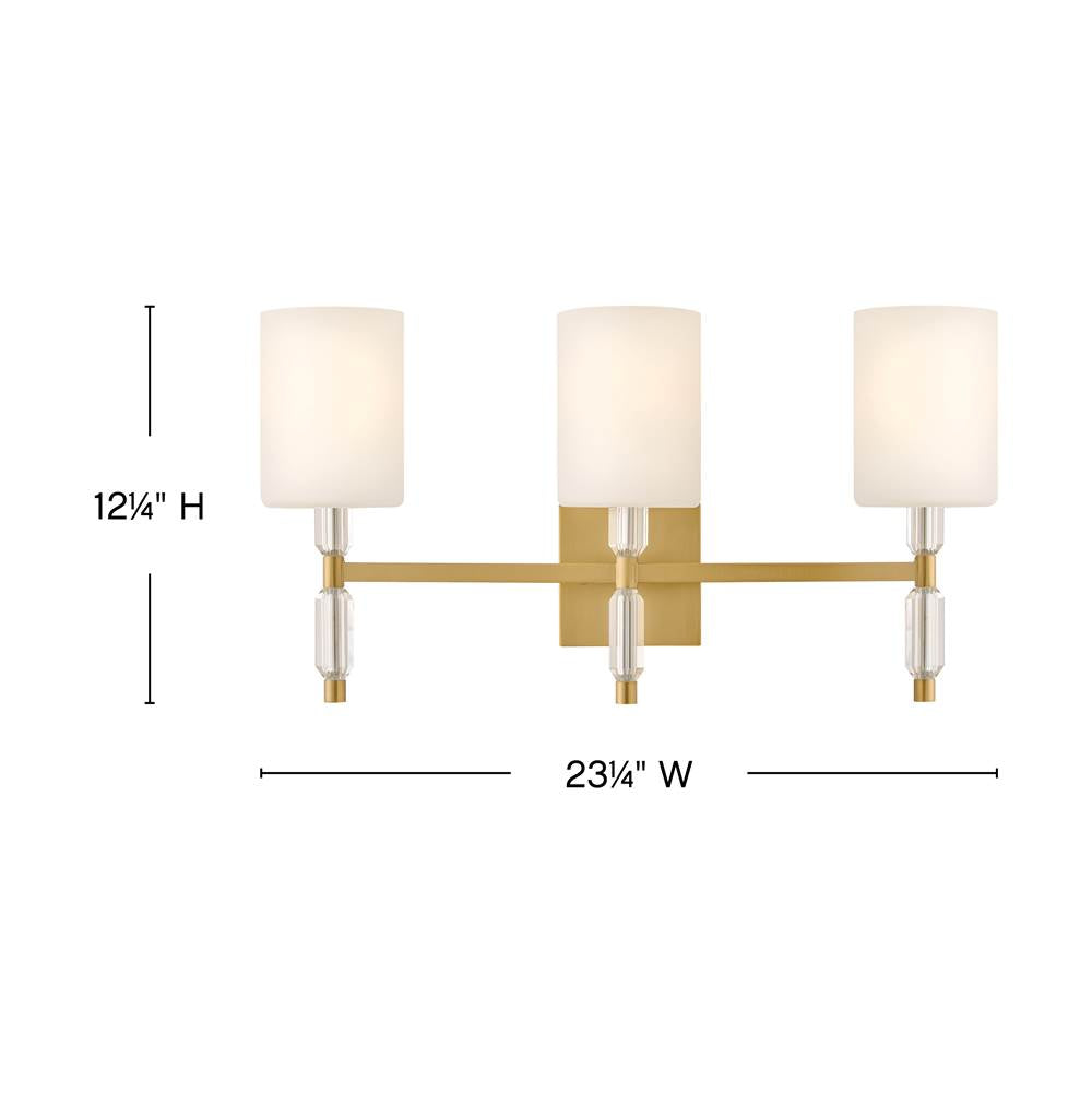 Hinkley Lighting 57613LCB Lacquered Brass Medium Three Light Vanity Image 2