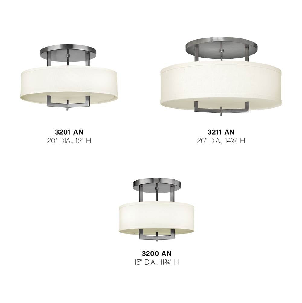 Hinkley Lighting 3201AN Antique Nickel Medium Semi-flush Mount Image 2