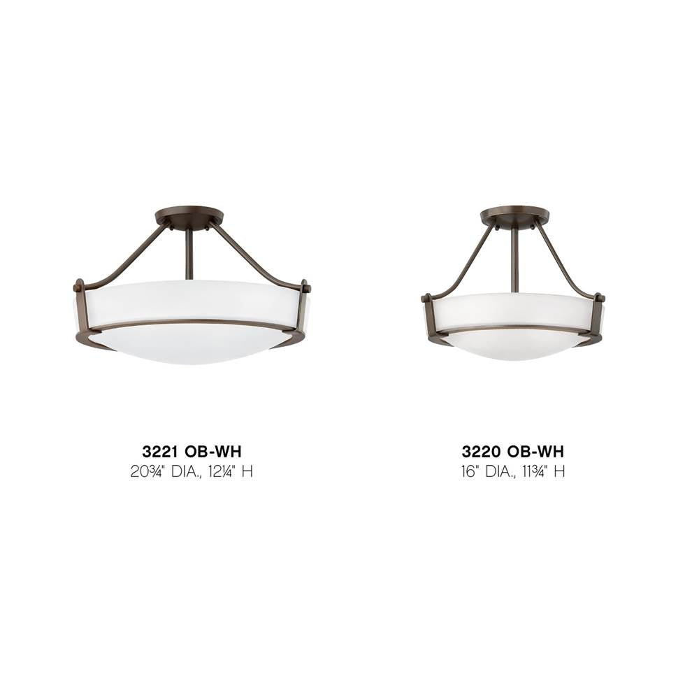 Hinkley Lighting 3221OB-WH Olde Bronze with Etched White glass Large Semi-flush Mount Image 2
