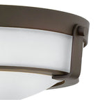 Hinkley Lighting 3225OB-WH Olde Bronze with Etched White glass Medium Flush Mount Image 3