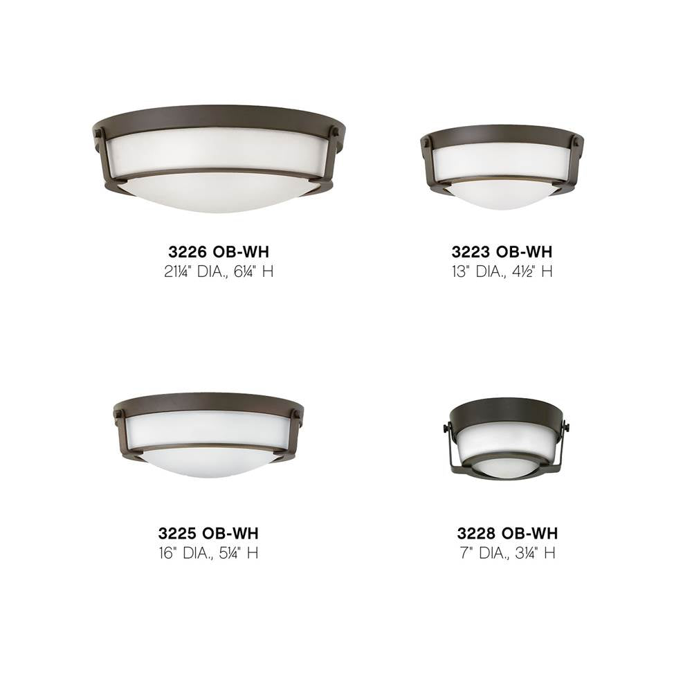 Hinkley Lighting 3225OB-WH Olde Bronze with Etched White glass Medium Flush Mount Image 2
