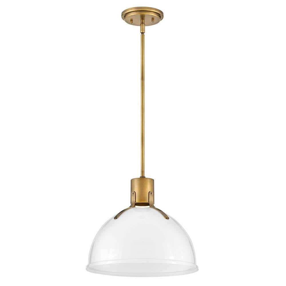 Hinkley Lighting 3487HB-CO Heritage Brass,Cased Opal Glass Small Pendant Image 1
