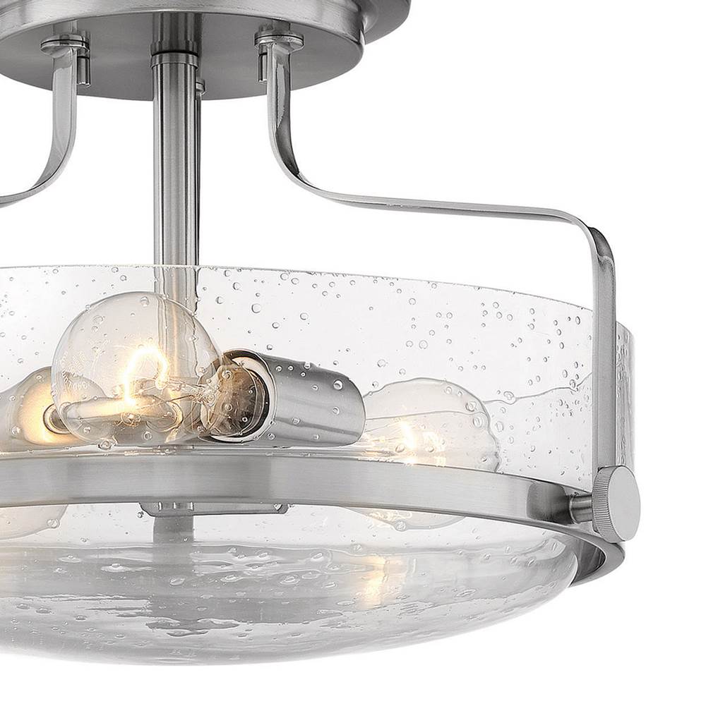 Hinkley Lighting 3641BN-CS Brushed Nickel with Clear Seedy glass Medium Semi-flush Mount Image 3