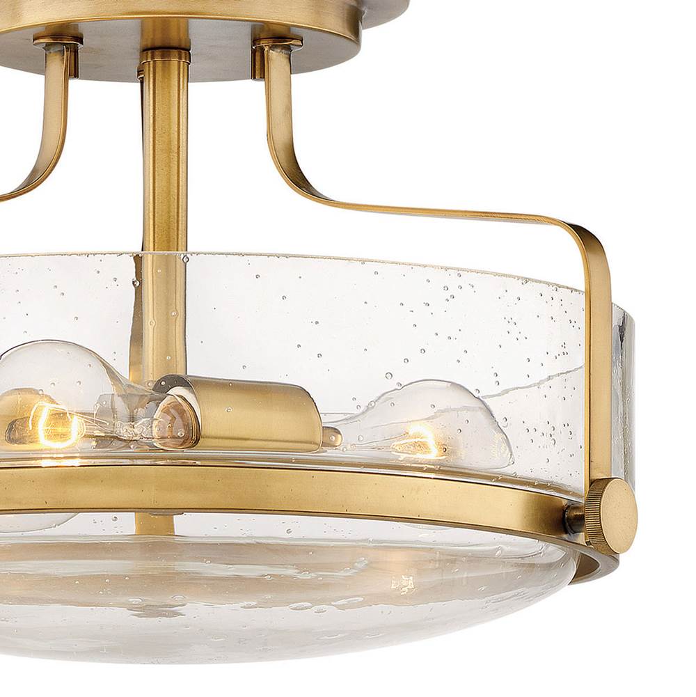 Hinkley Lighting 3641HB-CS Heritage Brass with Clear Seedy glass Medium Semi-flush Mount Image 3