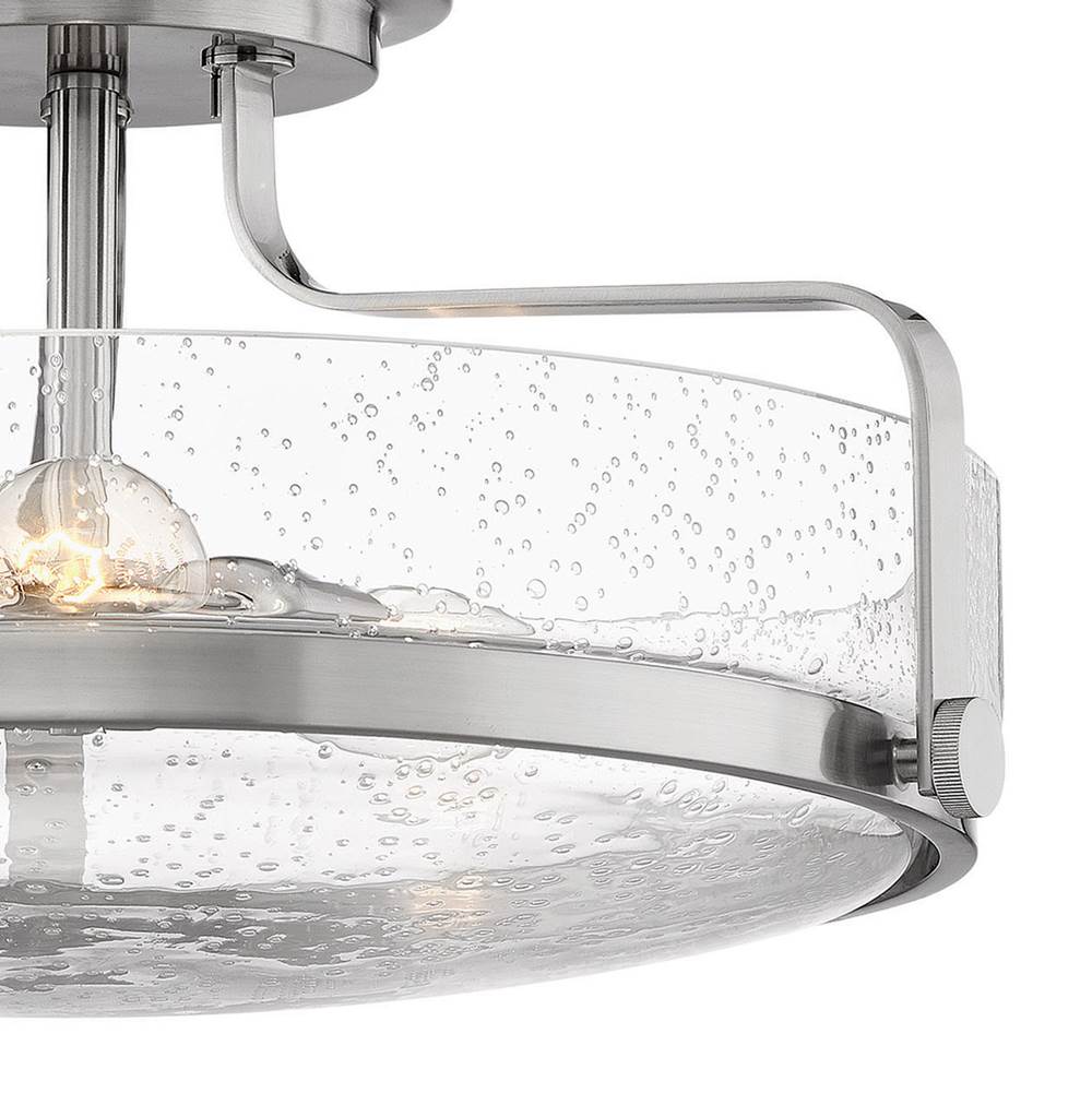 Hinkley Lighting 3643BN-CS Brushed Nickel with Clear Seedy glass Large Semi-flush Mount Image 3
