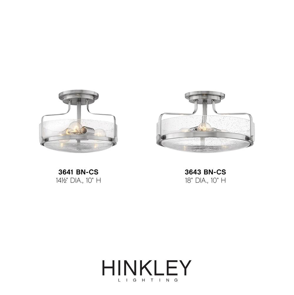Hinkley Lighting 3643BN-CS Brushed Nickel with Clear Seedy glass Large Semi-flush Mount Image 2