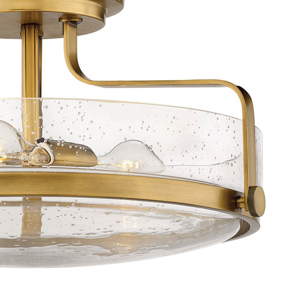 Hinkley Lighting 3643HB-CS Heritage Brass with Clear Seedy glass Large Semi-flush Mount Image 3