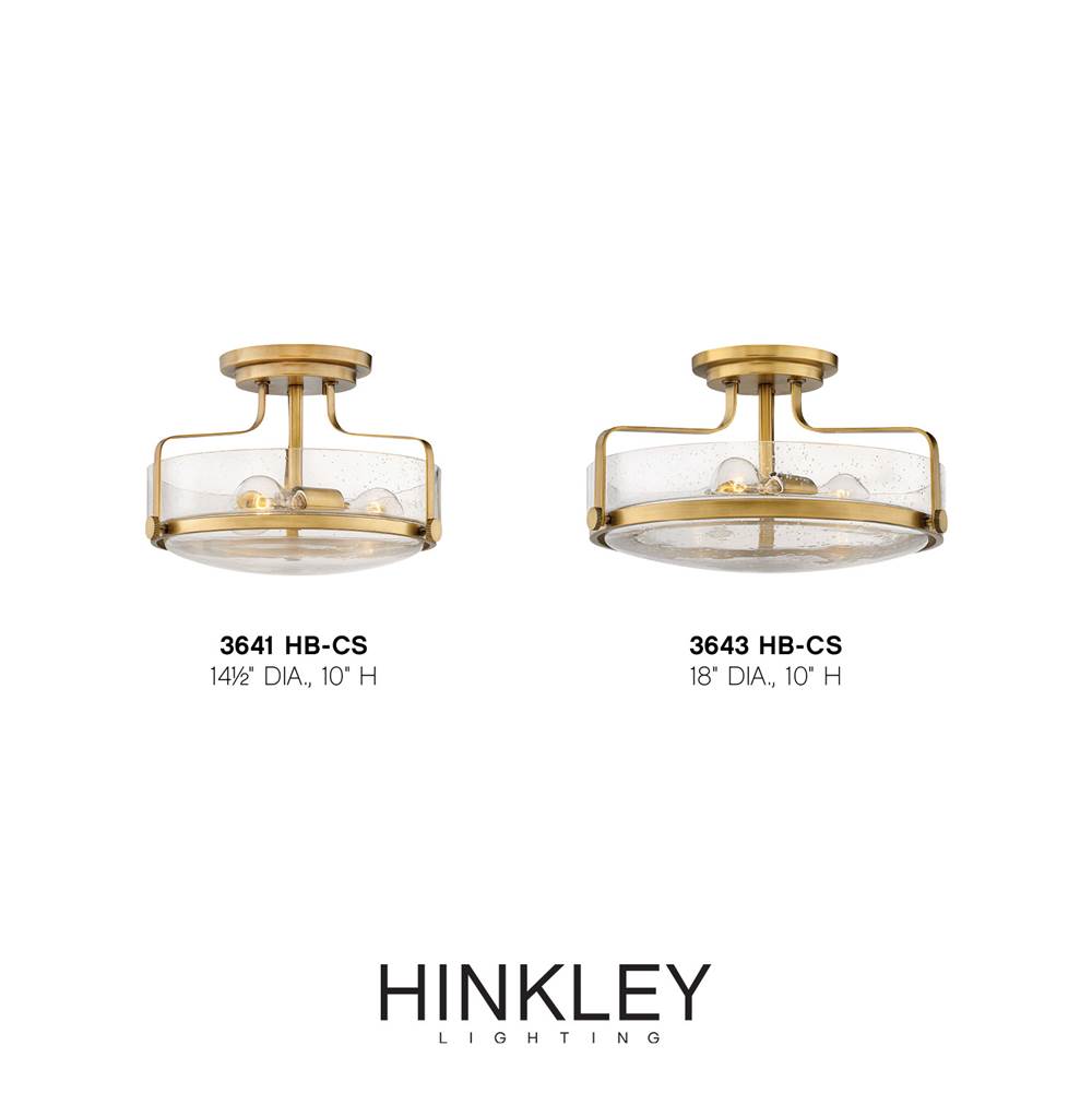 Hinkley Lighting 3643HB-CS Heritage Brass with Clear Seedy glass Large Semi-flush Mount Image 2