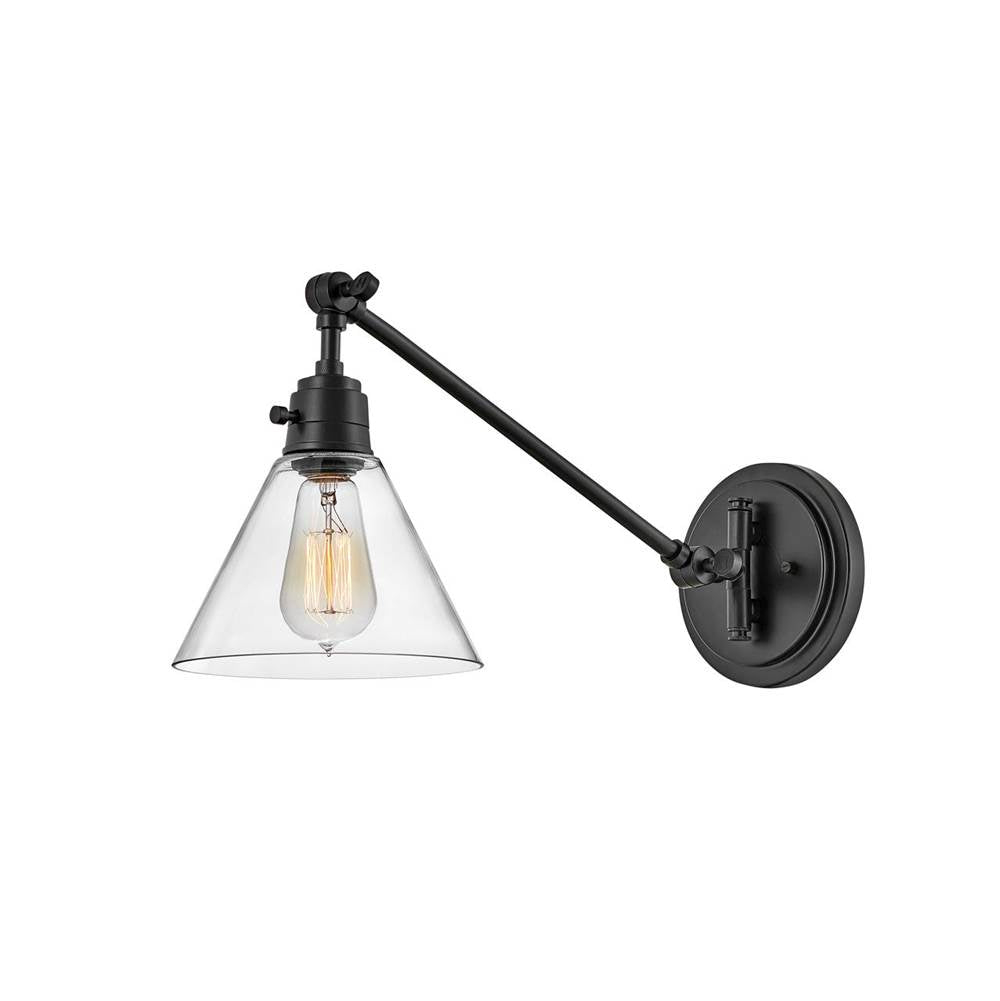 Hinkley Lighting 3690BK-CL Black With Clear Glass Small Single Light Sconce Image 1