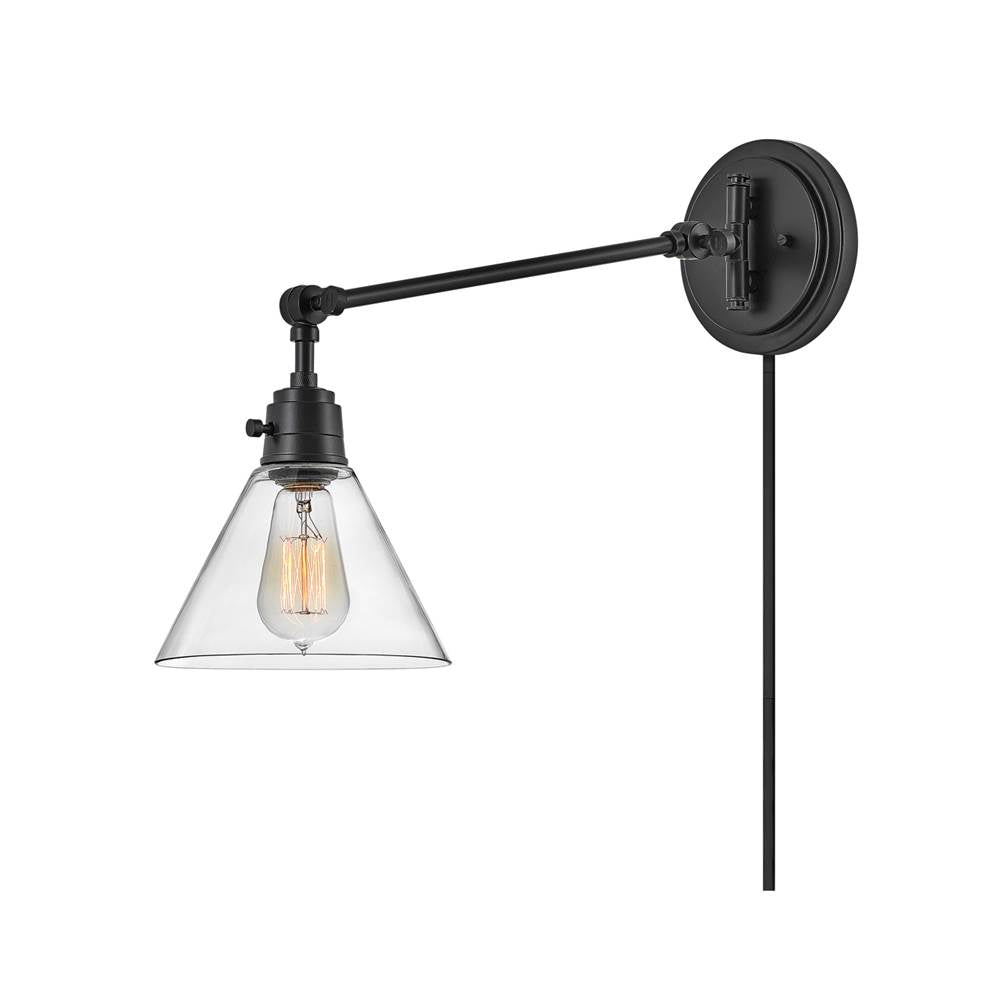 Hinkley Lighting 3690BK-CL Black With Clear Glass Small Single Light Sconce Image 2