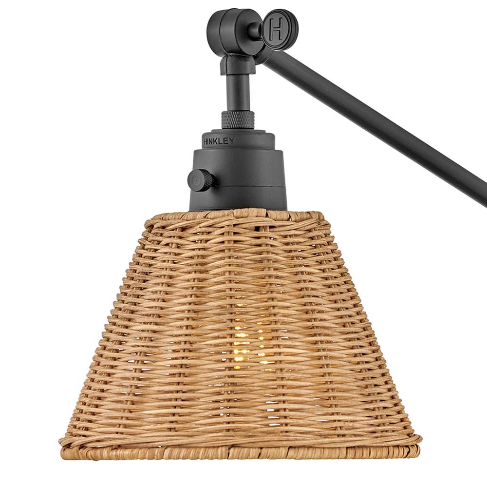 Hinkley Lighting 3690BK-NAT Black,Light Natural Rattan Shade Small Single Light Sconce Image 8