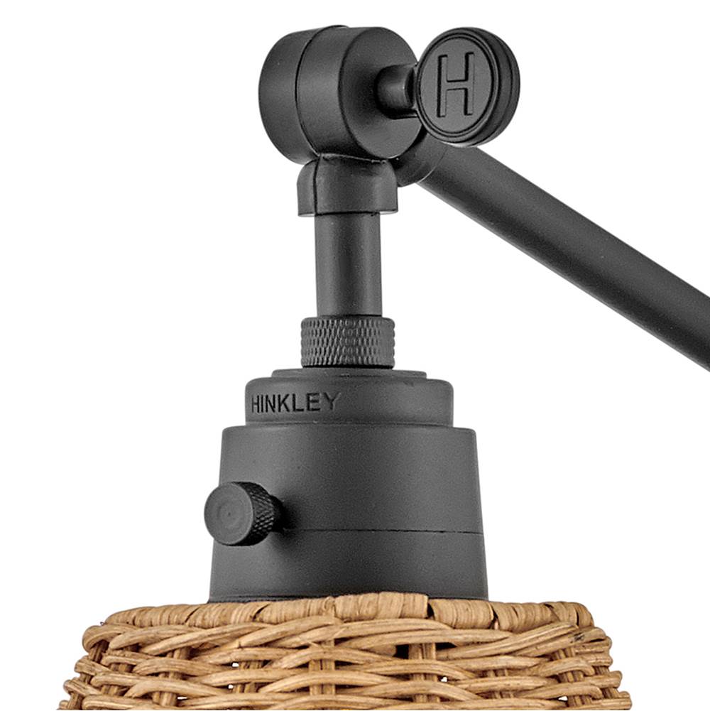 Hinkley Lighting 3690BK-NAT Black,Light Natural Rattan Shade Small Single Light Sconce Image 7