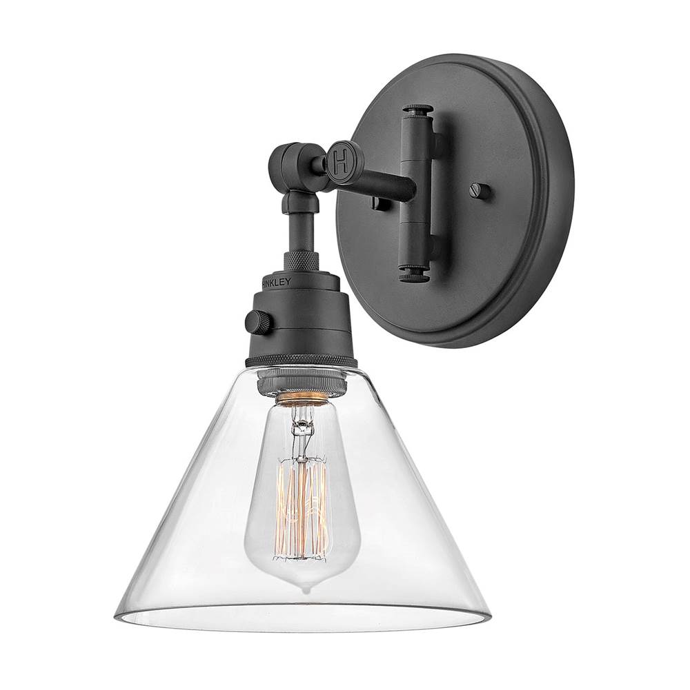 Hinkley Lighting 3691BK-CL Black With Clear Glass Small Single Light Sconce Image 1