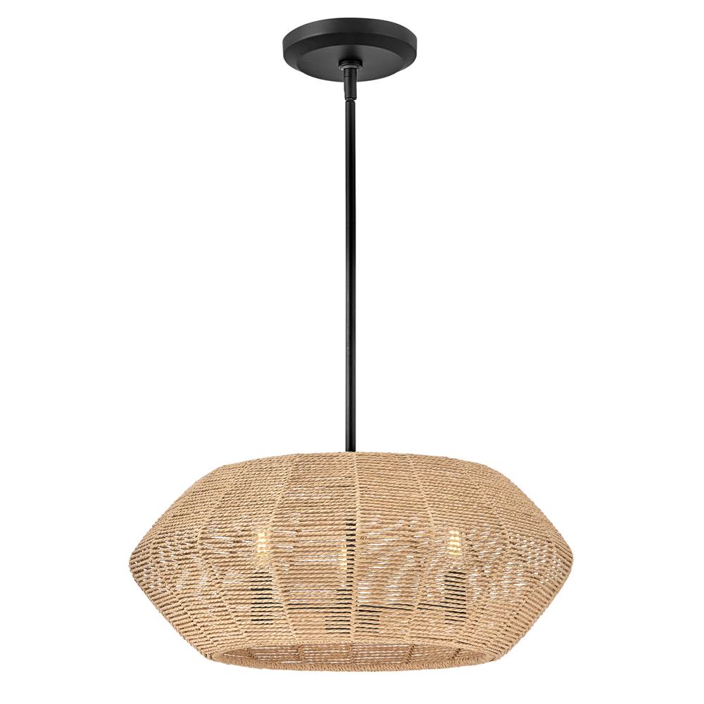 Hinkley Lighting 40383BLK-CML Black,Camel Rattan Small Convertible Drum Image 3