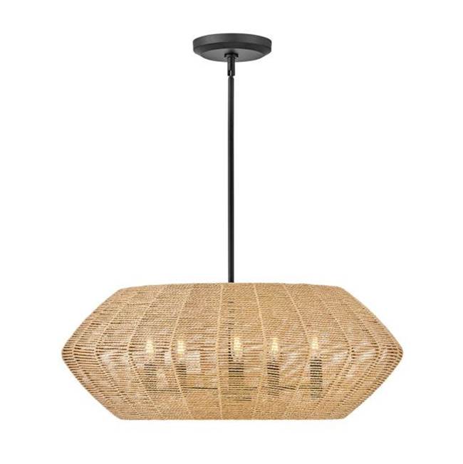Hinkley Lighting 40384BLK-CML Black,Camel Rattan Medium Convertible Drum Image 1