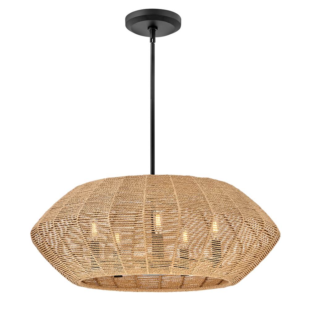Hinkley Lighting 40384BLK-CML Black,Camel Rattan Medium Convertible Drum Image 3