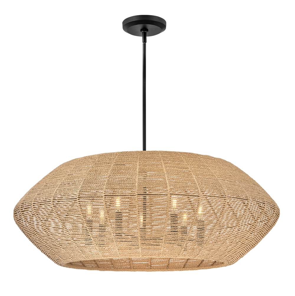 Hinkley Lighting 40385BLK-CML Black,Camel Rattan Large Convertible Drum Image 3