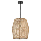 Hinkley Lighting 40387BLK-CML Black,Camel Rattan Large Convertible Pendant Image 2
