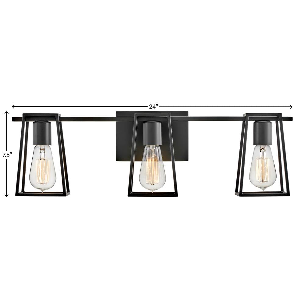 Hinkley Lighting 5163BK Black Three Light Vanity Image 3