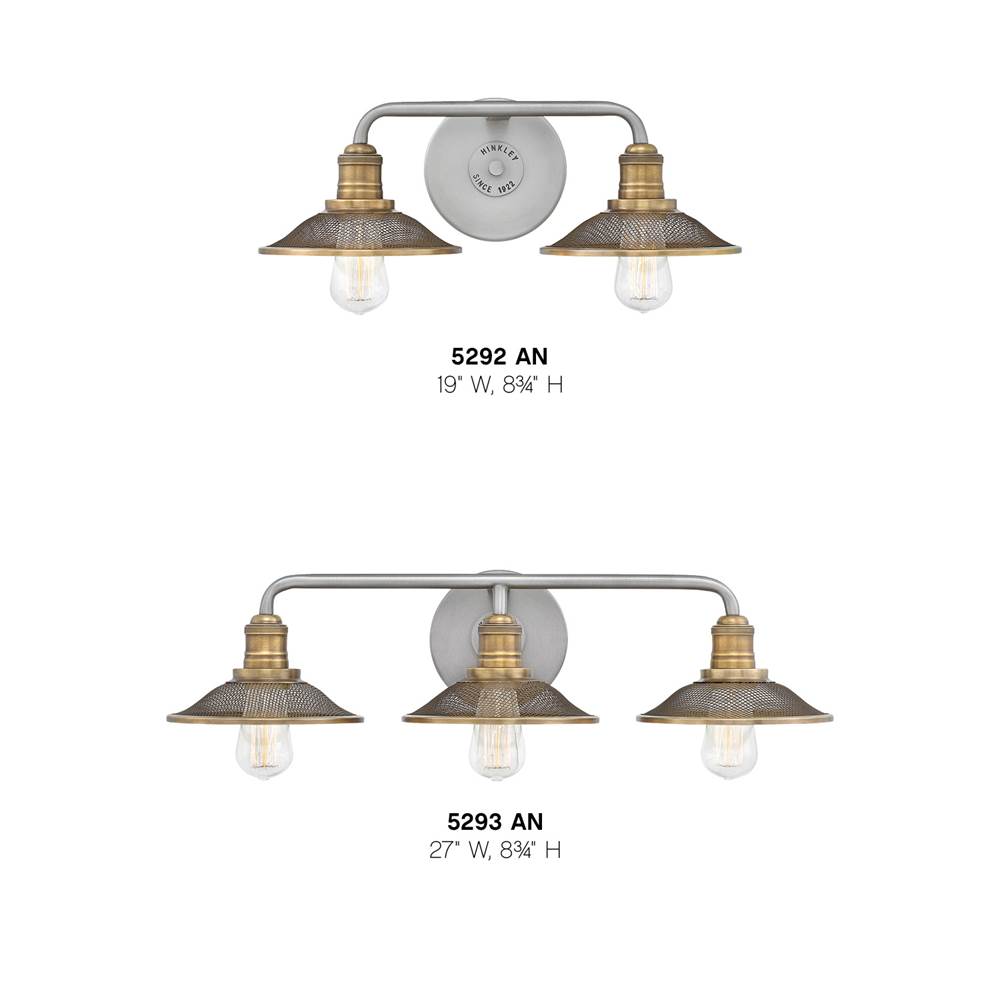 Hinkley Lighting 5293AN Antique Nickel Three Light Vanity Image 2