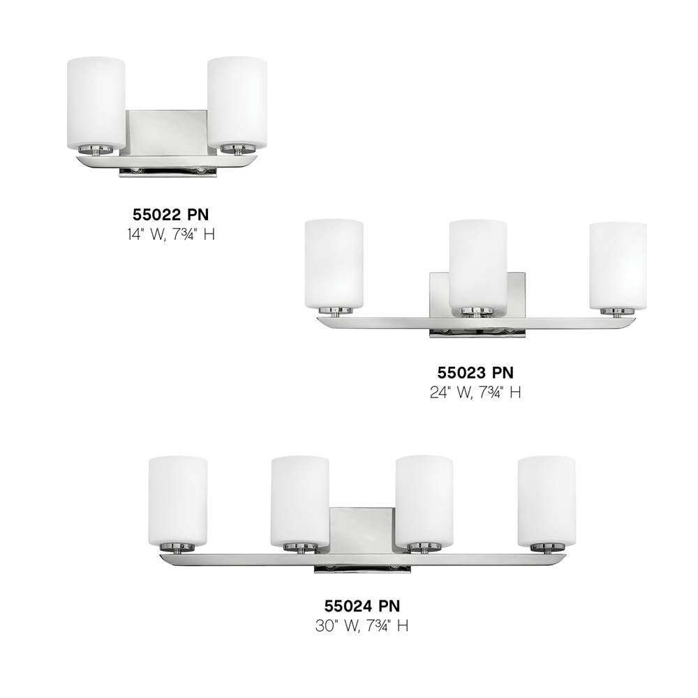 Hinkley Lighting 55024PN Polished Nickel Four Light Vanity Image 2