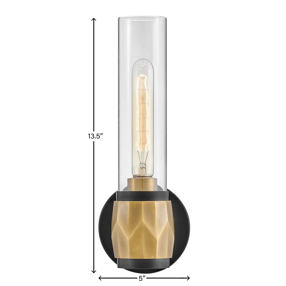 Hinkley Lighting 57080BK-HB Black,Heritage Brass Single Light Vanity Image 2