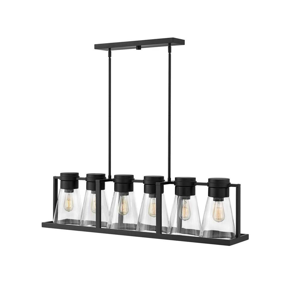 Hinkley Lighting 63306BK-CL Black With Clear Glass Six Light Linear Image 1