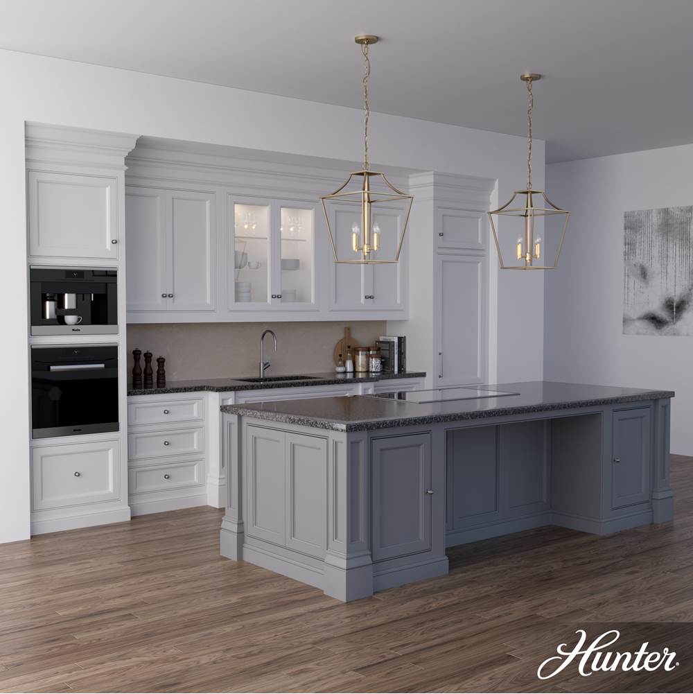 Hunter Laurel Ridge Hunter Laurel Ridge Alturas Gold 4 Light Pendant Ceiling Light Fixture
