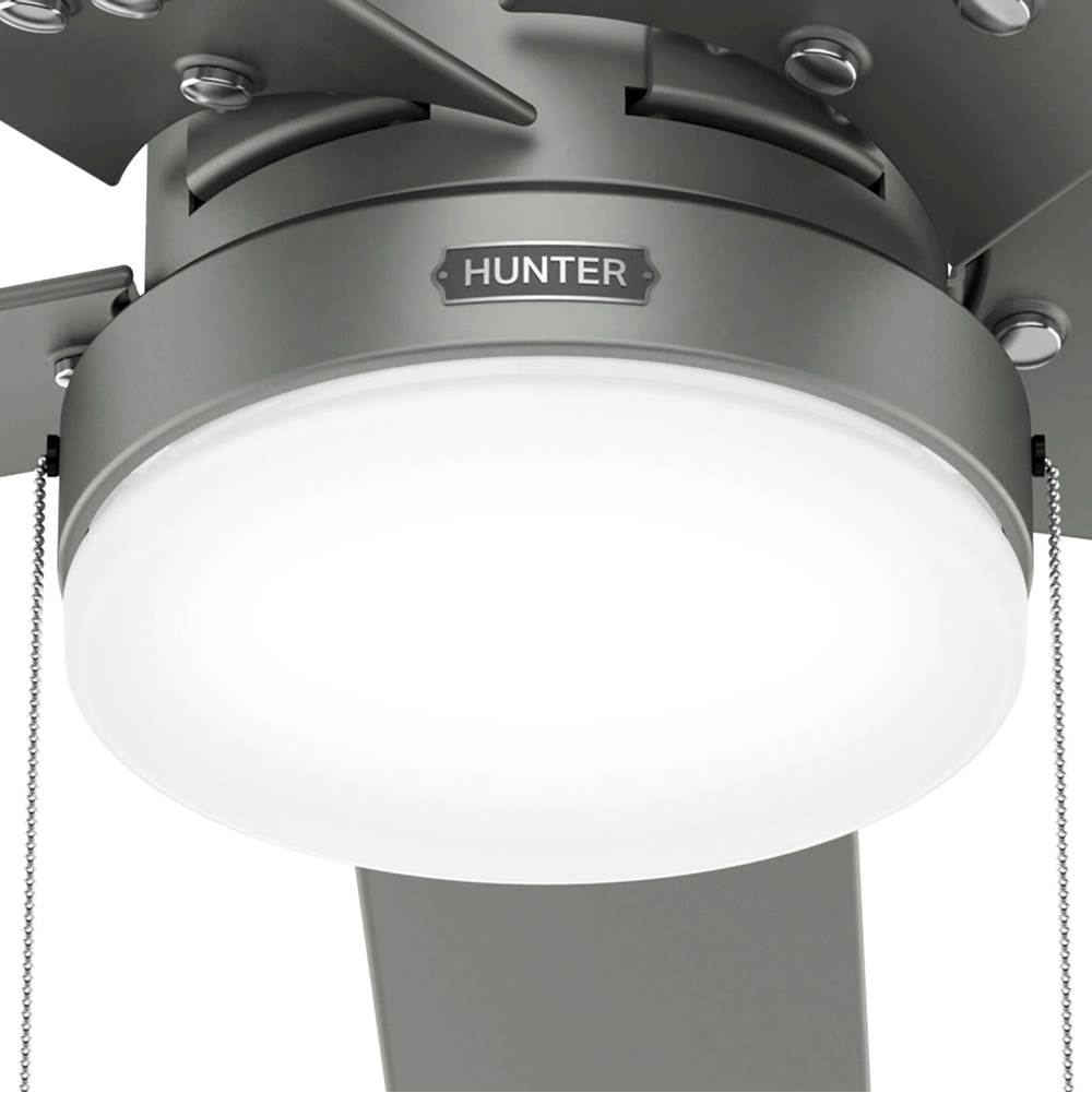 Hunter Sea Point 52 Inch Sea Point Matte Silver Wet Rated Ceiling Fan With Led Light Kit And Pull Chain