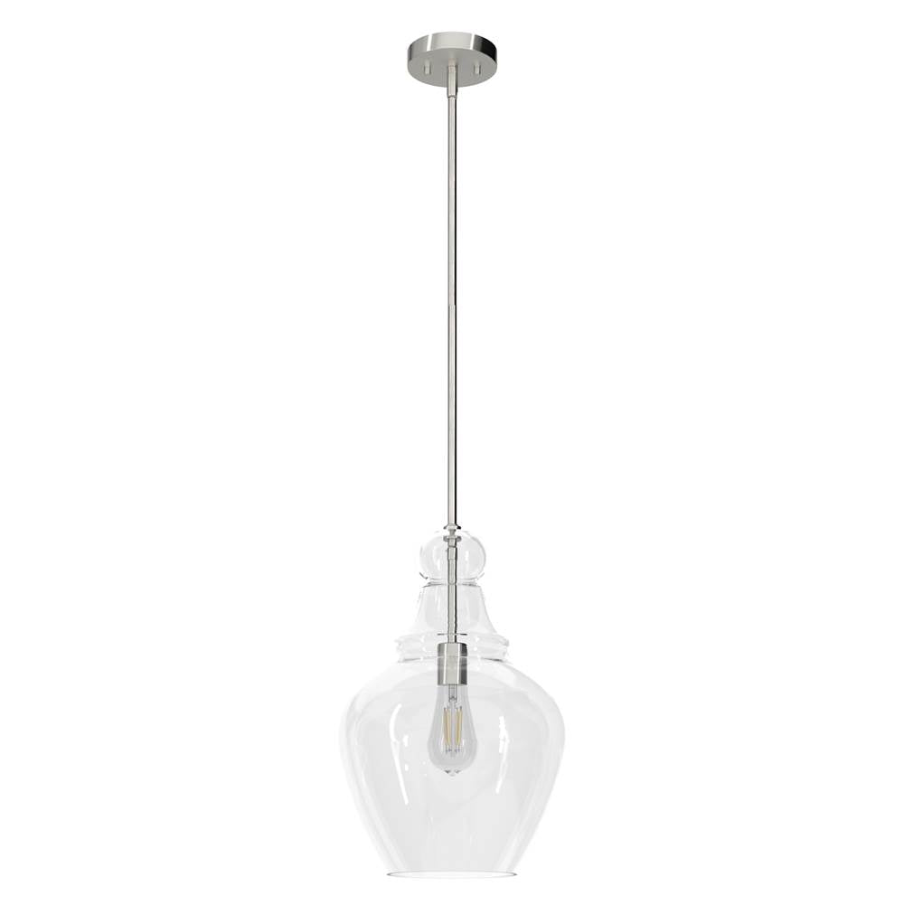 Hunter 19567 Brushed Nickel Hunter Maple Park Brushed Nickel 1 Light Pendant Ceiling Light Fixture Image 1