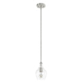Hunter 19569 Brushed Nickel Hunter Maple Park Brushed Nickel 1 Light Pendant Ceiling Light Fixture Image 1